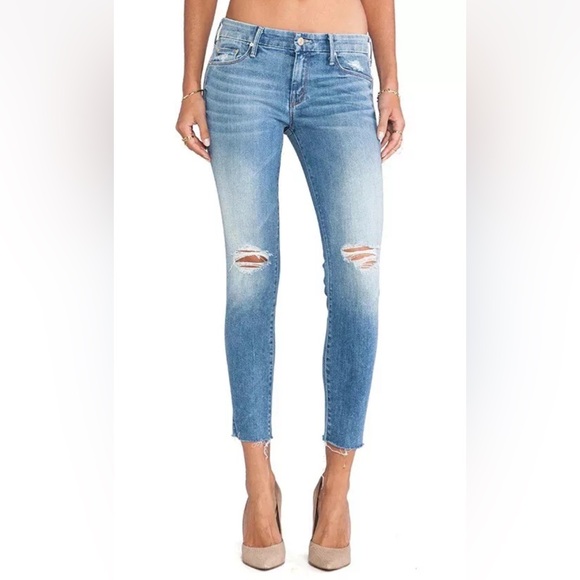 MOTHER Denim - MOTHER The Looker Ankle Fray Skinny Jeans Wild Thing Raw Hem Denim Women’s 27